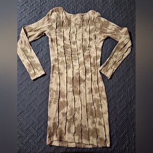 PrettyLittleThing Camel Tie Dye Bodycon Dress with Cut Out Back